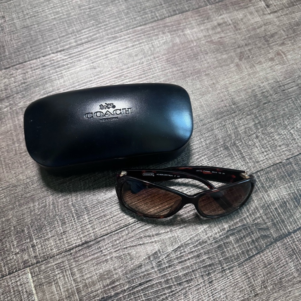 Coach Designer Tortoise Shell Frame Sunglasses Wi… - image 1